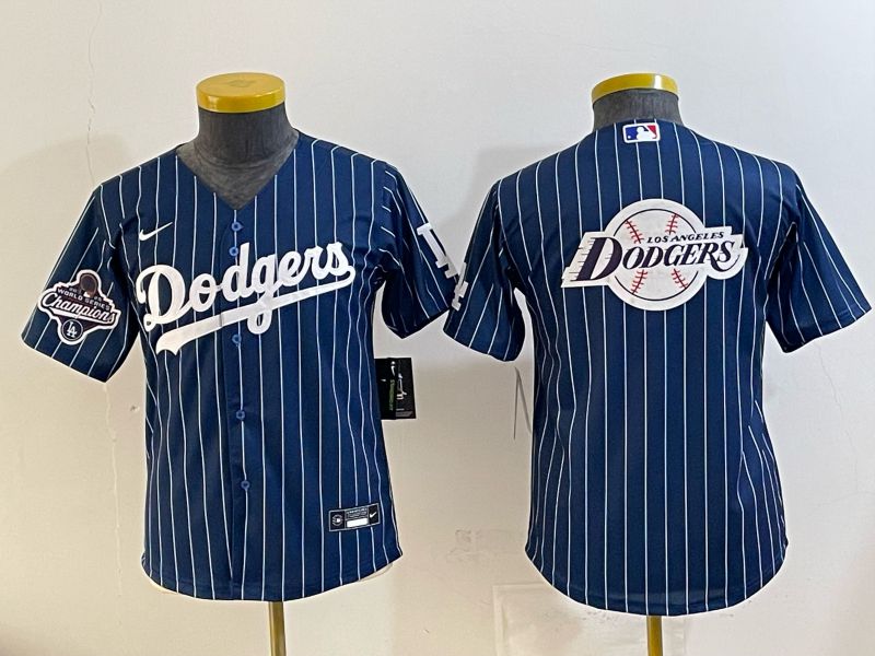 Youth 2026 Los Angeles Dodgers Blank Drak Blue Stripe Game Nike MLB Jersey style 0012->youth mlb jersey->Youth Jersey